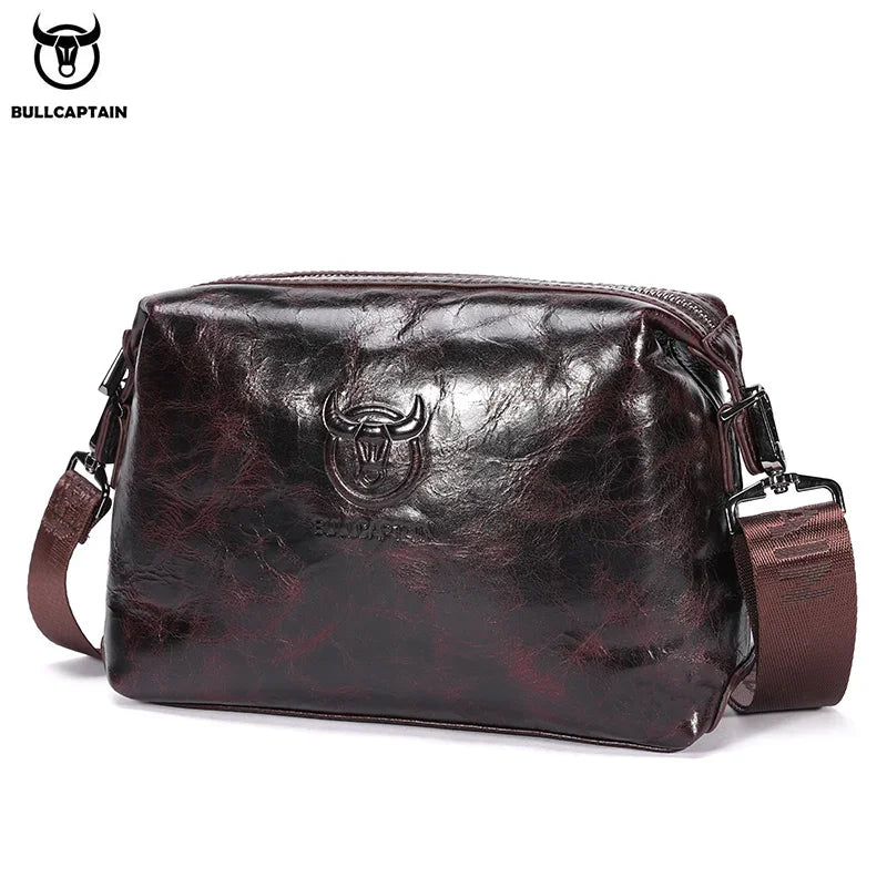 Bullcaptain Genuine Leather Men's Shoulder Bag Casual Fashion Messenger Bags Man Large-Capacity Independent Card Slots Bag's
