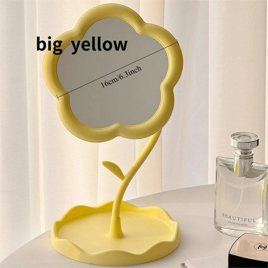 Desktop Sunflower Shape Vanity Mirror: Cute Detachable Jewelry Holder Makeup Mirror for Girls, High-Definition Touch-Up