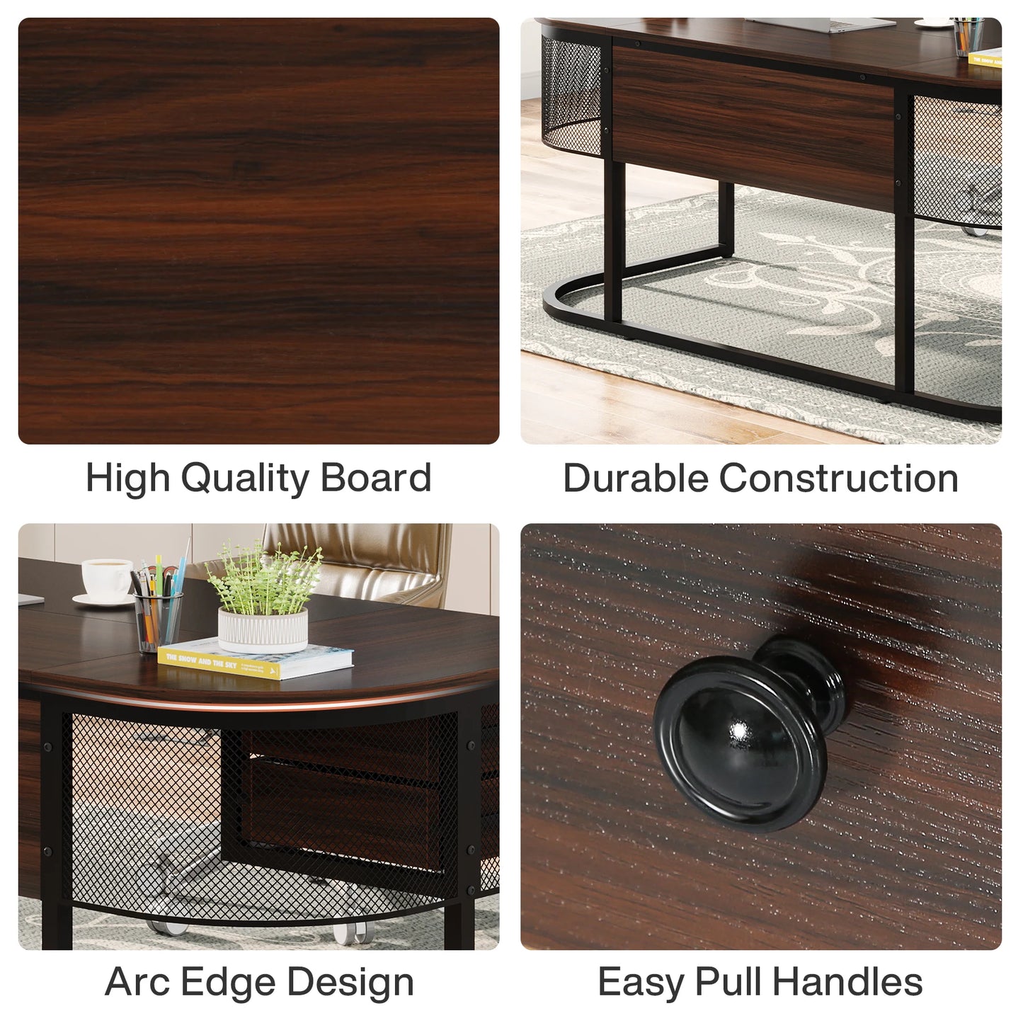 Tribesigns 63" Executive Desk with 4 Drawers,Business Furniture Desk Workstation