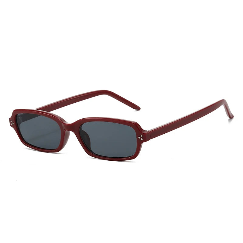 JNPCXI New Ins Popular Small Rectangle Sunglasses Fashion Candy Color Women UV400 Retro Rivets Men Clear Lens Frame