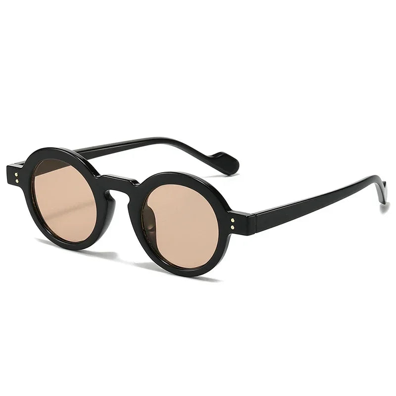 JNPCXI Retro Small Round Sunglasses Women Fashion Clear Ocean Lens Shades UV400 Men Rivets Trending Punk Sun Glasses