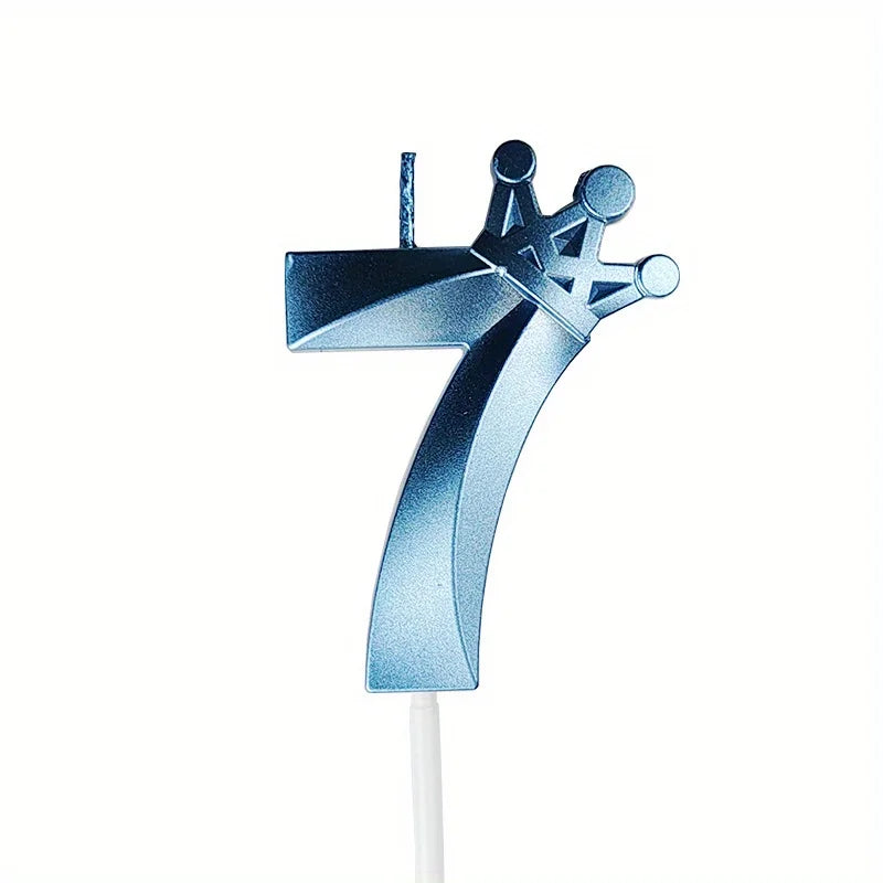 1pc, 0-9 Blue Crown Birthday Candle - Creative Party Cake Decoration and Baking Supplies for Birthdays