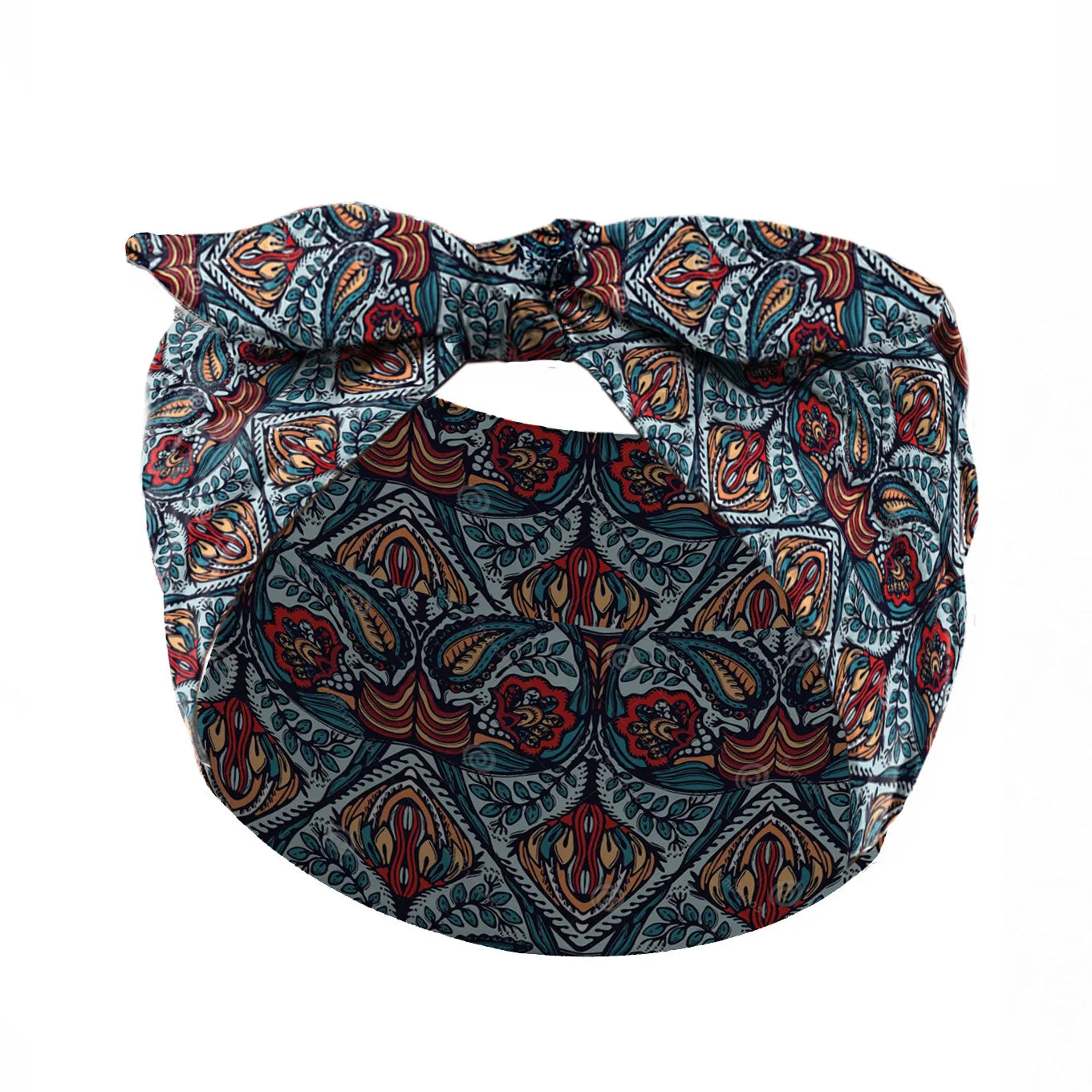 Widening Bohemian style printed front knot rabbit ear elastic headband