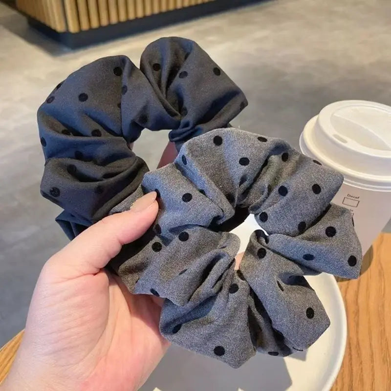 Elegant Black and Gray Cloth Bow Hair Rope for Women Temperament High Ponytail Hair Rope Fashion Girl Does Not Hurt The Hair