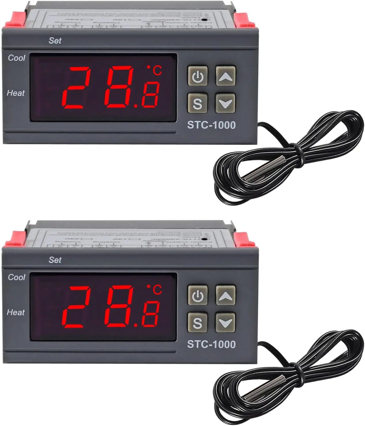 1/2p STC-1000 Digital LED Temperature Controller Heating Cooling Centigrade Thermostat 2 Relays Output NTC Sensor Probe 110-220v