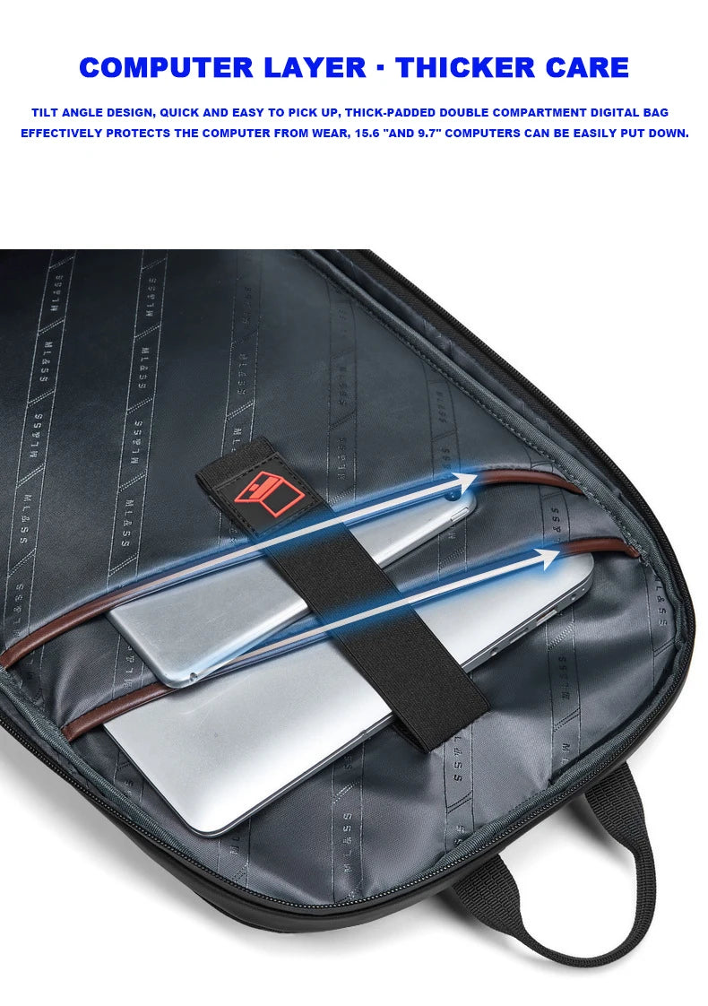 SWISS Travel Business Backpack Expandabl USB Laptop Waterproof Password Lock Bag