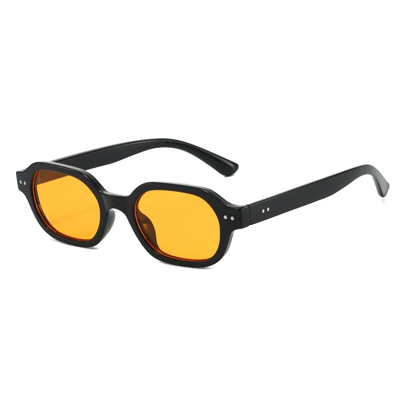 JNPCXI Vintage Rivets Square Sunglasses Women Fashion Clear Tea Tea Gradient Shades UV400 Men Trending Punk Sun Glasses