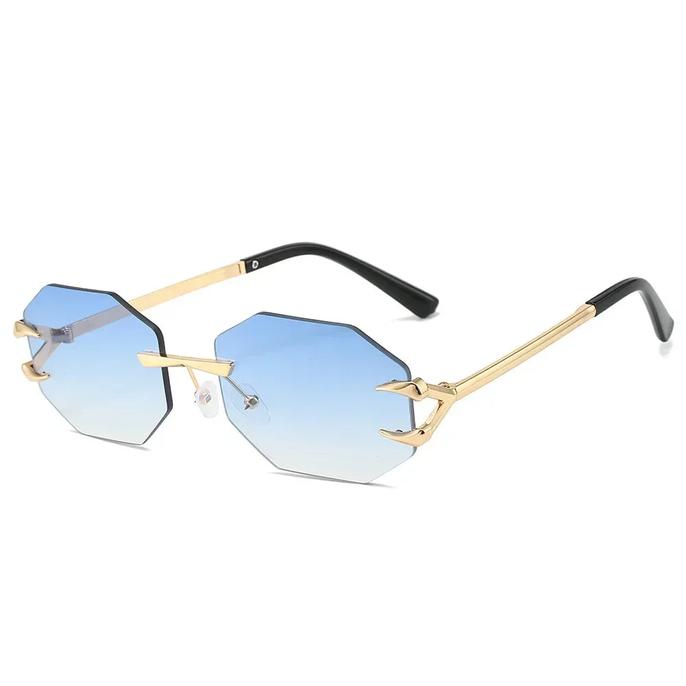 JNPCXI Retro Sunglasses Women Fashion Rimless Sun Glasses Men Shades Cutting Lens Ladies Frameless Eyeglasses