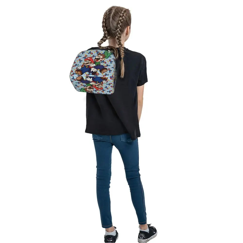 Custom Mario Super Bros Insulated Lunch Bag Reusable Thermal Cooler Lunch Box M7