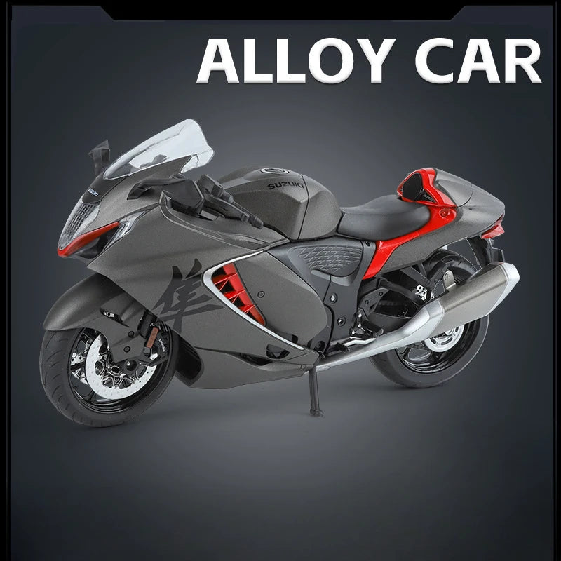 1:9 Suzuki Hayabusa GSX-1000R Motorcycles 2022 Alloy Models Car Toys Diecast Vehice Front Wheel Steering Lighting for Boys Gifts