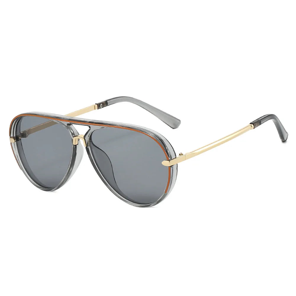 JNPCXI New Fashion Double Bridges Pilot Women Oversized Sunglasses Retro Candy Color Gradient UV400 Men Punk Sun Glasses