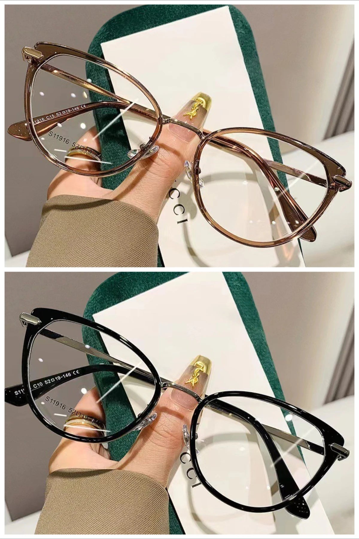 2PCS Cat Eye Frame Glasses Women Anti Blue Light Glasses Retro Optical Glasses