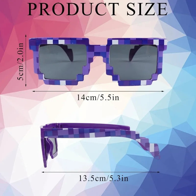 15 Pixel Gaming Glasses - Bright Colors, Durable Plastic Perfect for Adult Gamers' Birthday Parties and Gifts