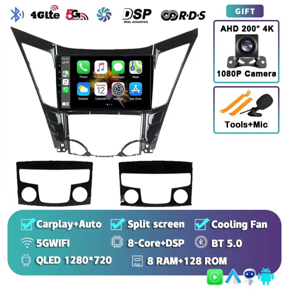 For Hyundai Sonata 6 YF 2009 - 2014 Android 15 2K QLED Car Radio Multimedia Video Player GPS stereo CarPlay Head Unit 4G WIFI