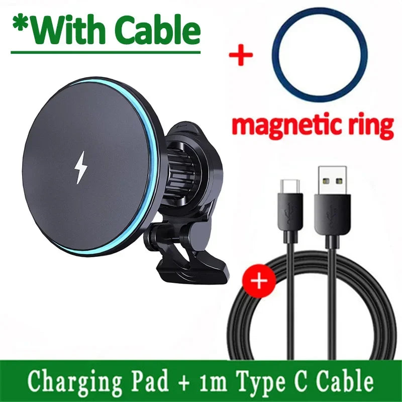 Wireless Charge Stand Air Vent Chip Phone Holder Car Fast Charging for MagSafe Charger For iPhone 17 16 15 14 13 Pro Max samsung
