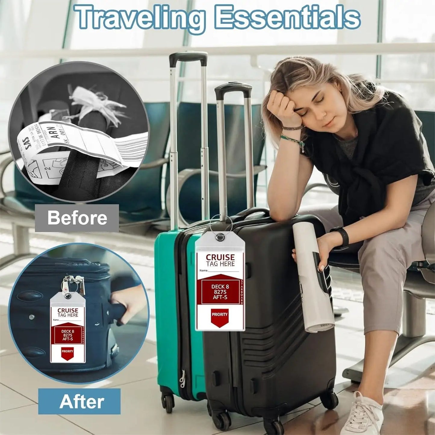 5/8-Pack Cruise Luggage Tag Holder can be Used for Carnival, NCL, MSC Cruises, Princess, and Royal Caribbean Ships