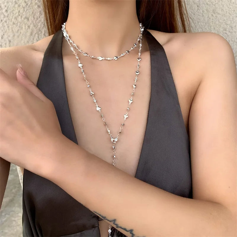 Bohemian Sexy Long Y-Shaped Necklace for Women Y2K Aesthetic Metal Clavicle Chain Gold Color Choker Holiday Party Jewelry Gifts