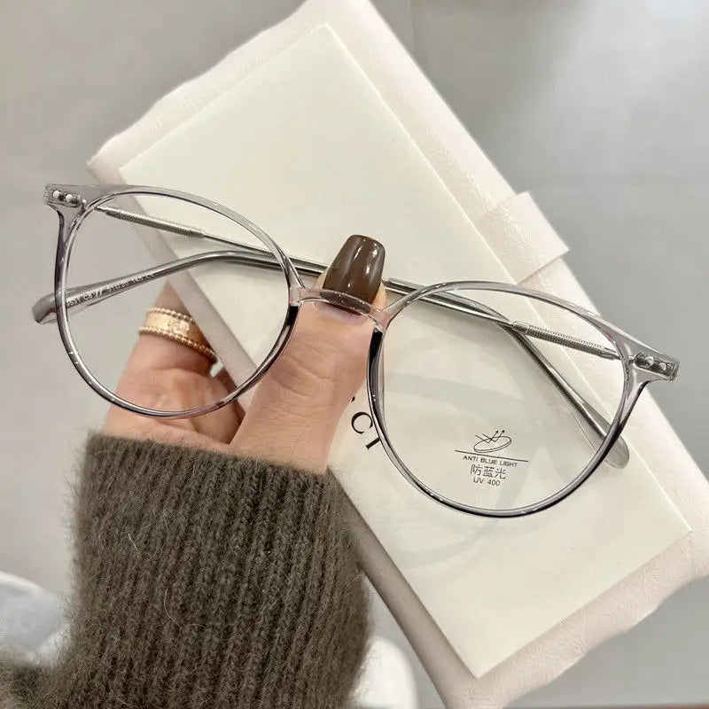 Round Glasses Frame Myopia Women Prescription Eyeglasses Anti-blue Light Ultra-light TR90 Fashion Eyewears