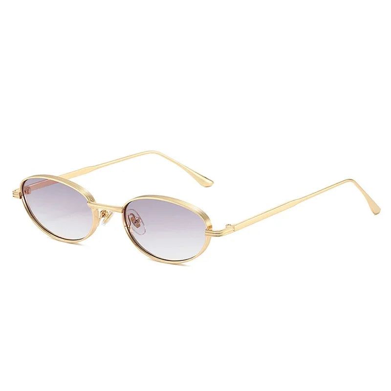 JNPCXI New Vintage Oval Metal Women Sunglasses Shades UV400 Fashion Gradient Blue Shades UV400 Men Punk Sun Glasses