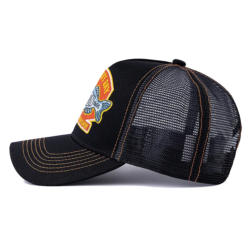 Hot Sale Unisex Breathable Mesh Trucker Cap, Big Fish Fisherman Sports Back Hats