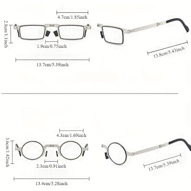 2 Pairs of Anti Blue Light Reading Glasses Anti Farsightedness Lightweight Stainless Steel, Portable Case