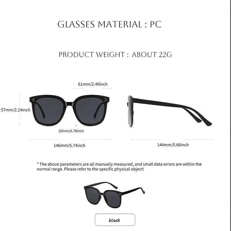 1 Pair of Over the counter Fashionable Glasses Lightweight Street Style Taking Photos Every Day To Keep Up with The Trend