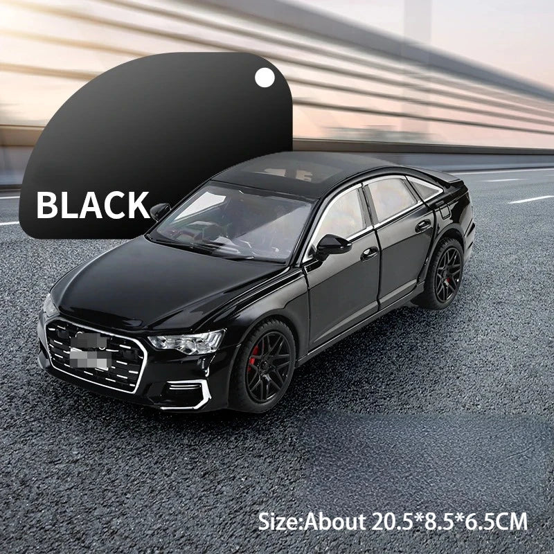 1:24 A6L A6 Miniature Model Toys Alloy Diecast Cars Front Wheel Steering Sound Light Pull Back Doors Opened Vehice for Boys Gift