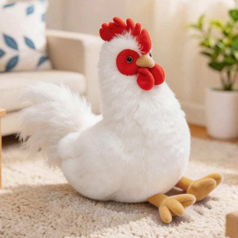 Chubby Rooster Hen Black-bone Chicken Fluffy Simulation Animal Poultry Stuffed Soft Lifelike Huggable Pillow