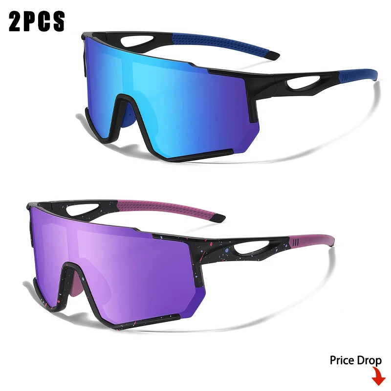 CATERSIDE 1/2/3PCS Men Polarized Sunglasses Skiing Glasses Women Cycling Sports Outdoor Activities UV400 Protection