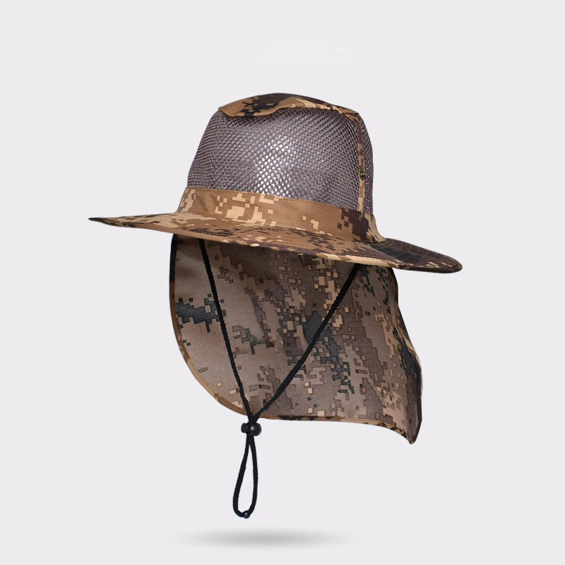 Xinbaoguan 100% Polyester 9227 New Summer Outdoor Men's Sun Protection and Sunshade Large Brim Shawl Fishing Hat