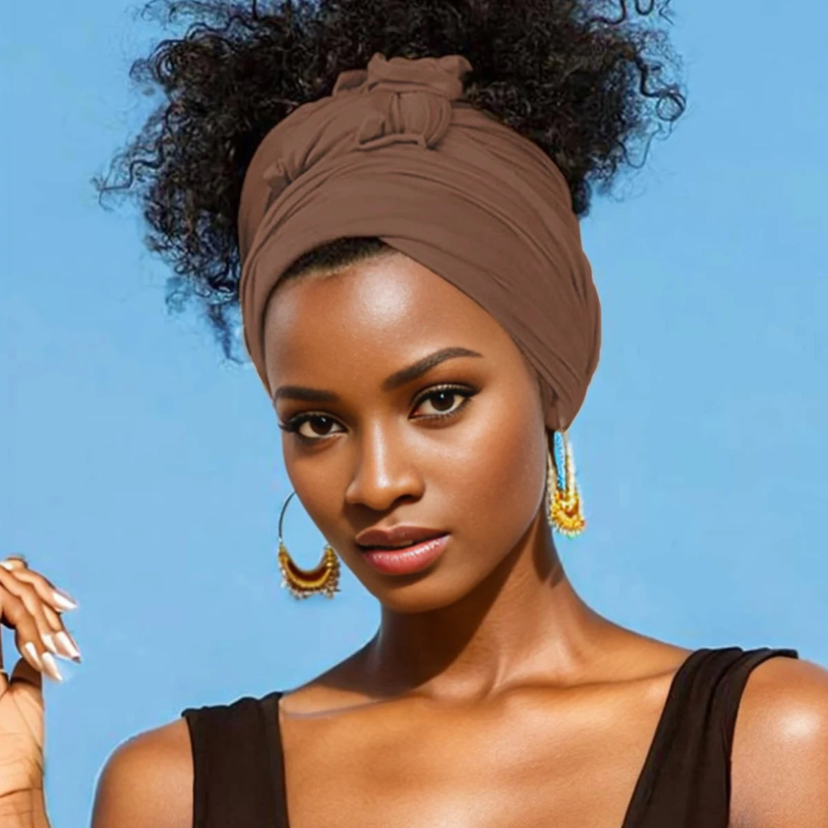Extra Long stretch jersey turban african solid color super soft breathable headband