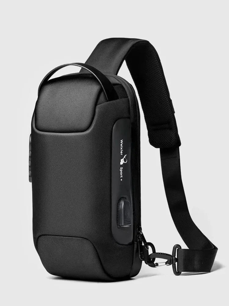 WEIXIER Shoulder Waterproof USB Men Cross bag Anti-Theft Travel Sling Chest Bag