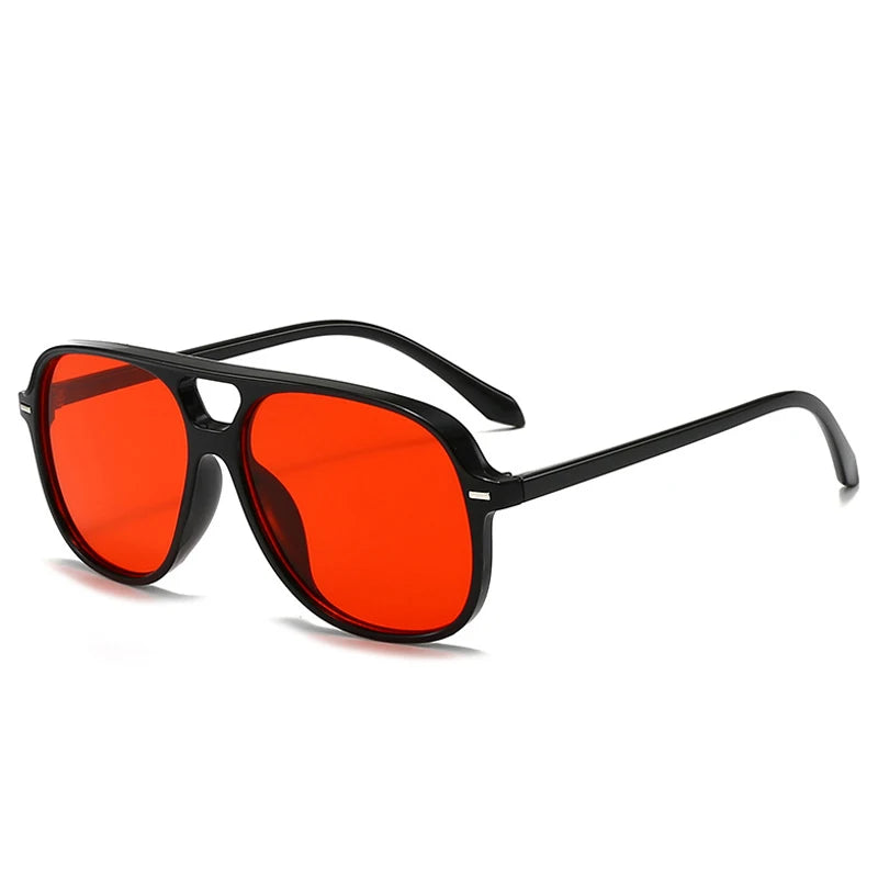 JNPCXI New Vintage Double Bridges Men Square Sunglasses Fashion Green Ocean Lens Eyewear Women Trending Rivets Sun Glasses UV400