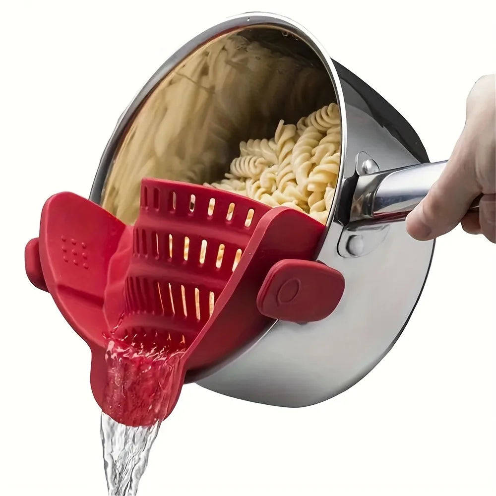 Silicone Pot Strainer, Adjustable Silicone Clip On Strainer For Pots Pans And Bowls Pot Drainer Colander With Clip Kitchen Tools