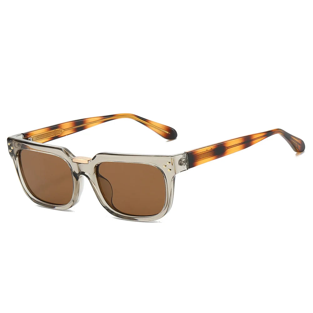 JNPCXI New Luxury Vintage Square Men Sunglasses Rivets Driving Polarized Shades Fashion Gradient Eyewear Trendy Sun Glasses