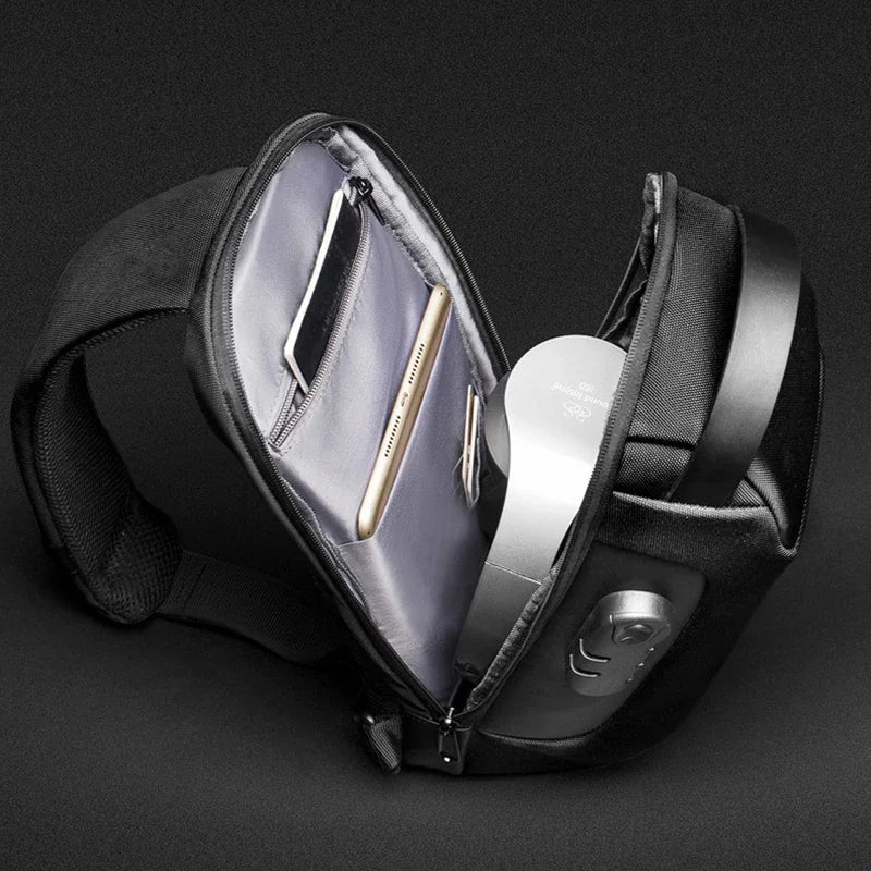 WEIXIER Shoulder Waterproof USB Men Cross bag Anti-Theft Travel Sling Chest Bag