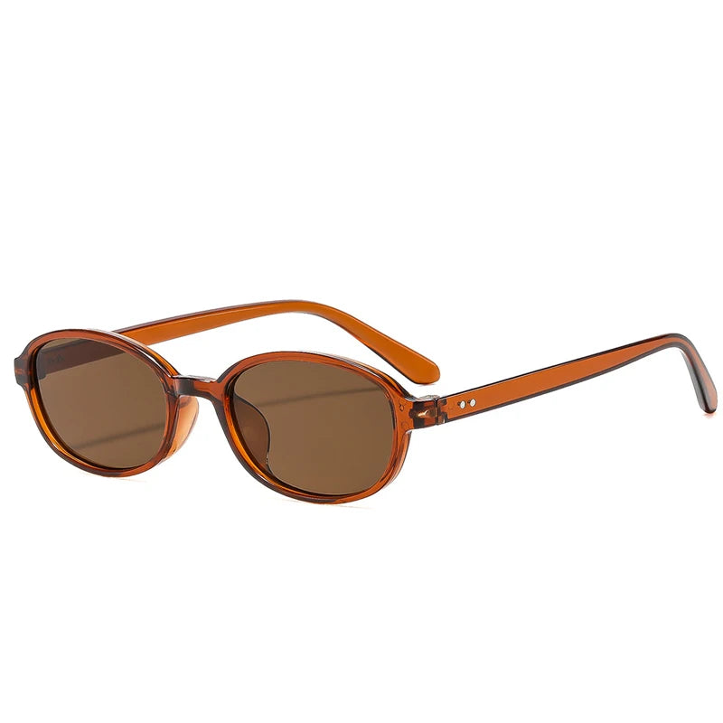 JNPCXI New Small Oval Sunglasses Women Fashion Leopard Shades UV400 Retro Rivets Men Punk Sun Glasses