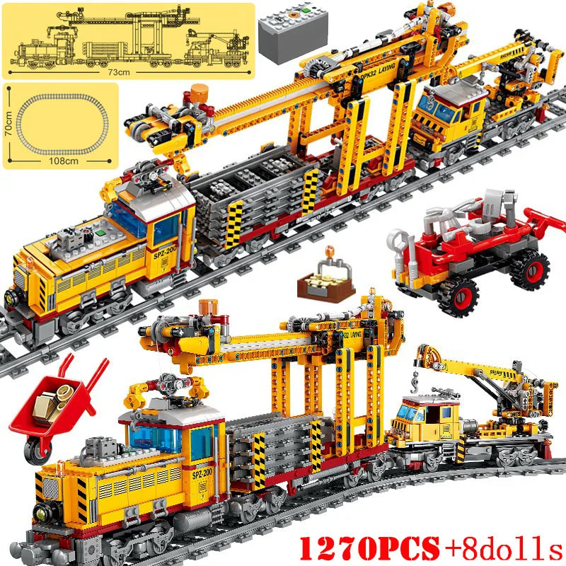 MOC City Series Train Metro Tracks Building Blocks Railroad Conveyance Toys