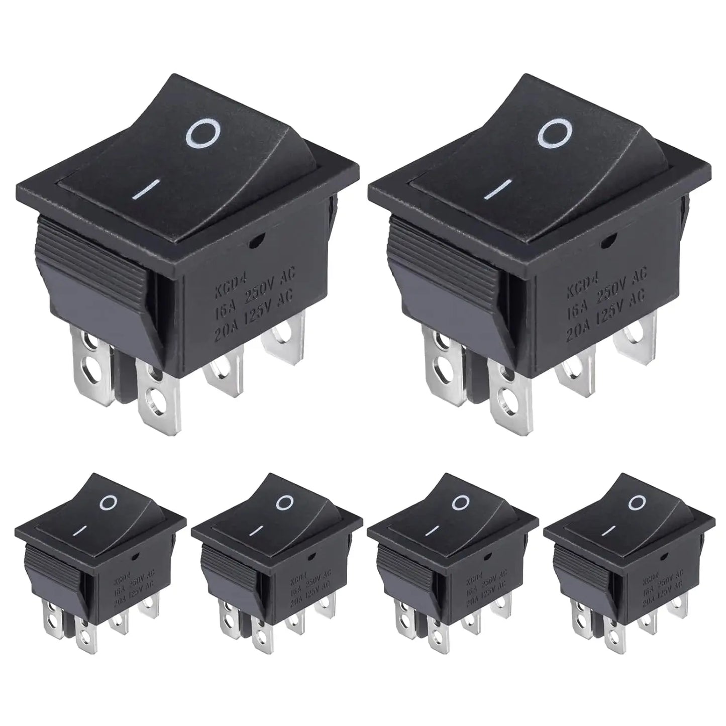 KCD4 Rocker Switch 4 Pin 2 Position DPST On Off Black Mini Boat Rocker Switch 20A 125VAC 16A 250VAC Snap-in Square Toggle Switch
