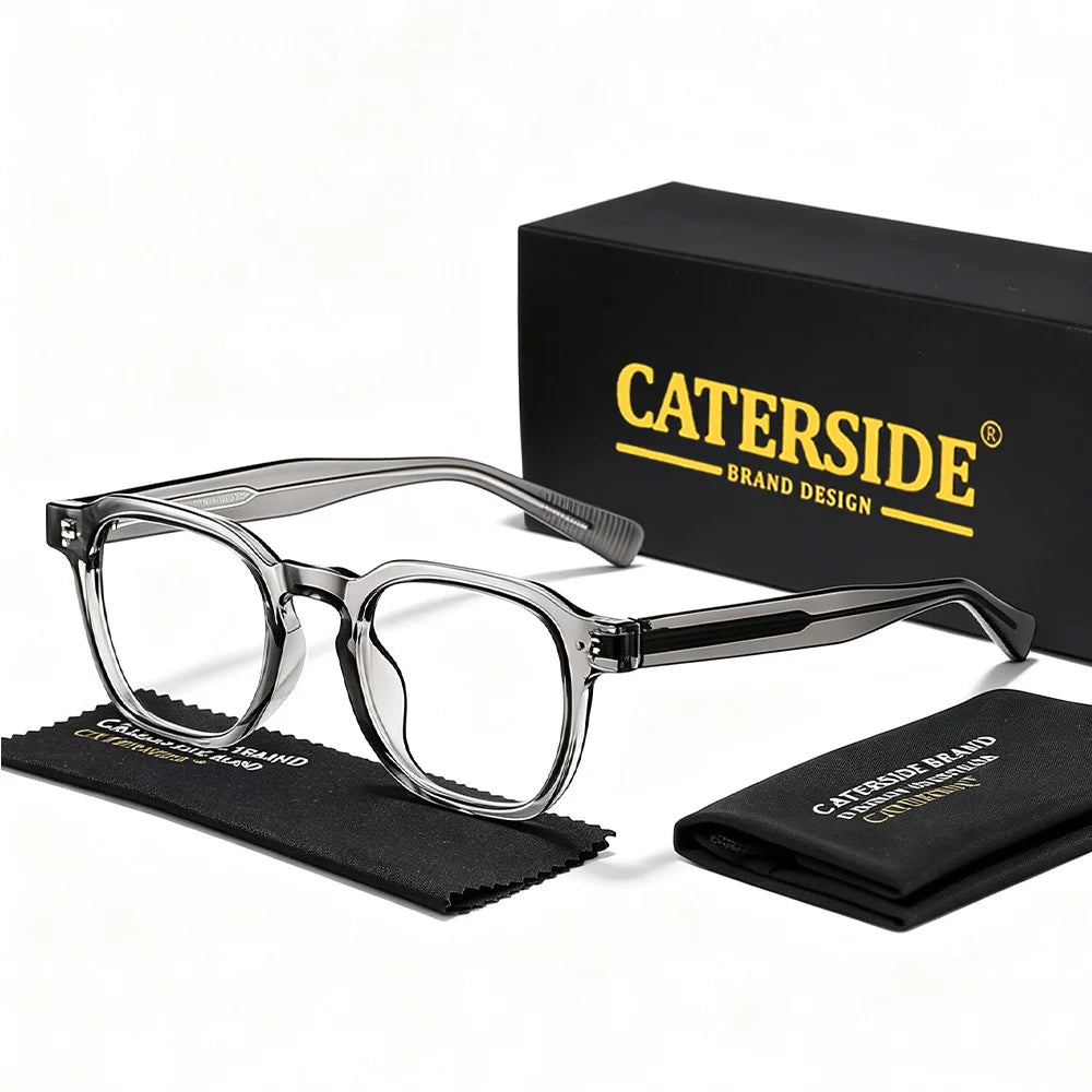 CATERSIDE Classic Men's and Women's Anti Blue Light Glasses High-Quality Tr-90 Square Eyeglass Frame Computer Protective Glasses