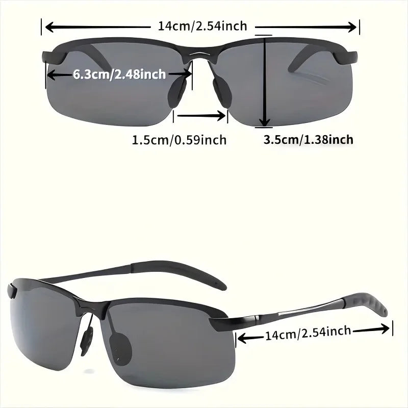 Men's Classic Polarized Fashion Glasses with Stainless Steel Frame - Photochromic Golf, Hiking, Travel, and Fishing Lenses