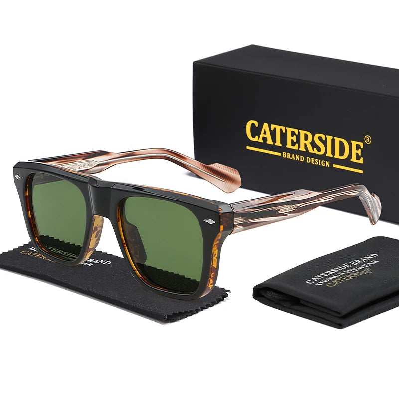 CATERSIDE Trend Sunglasses Men's Large Frame Propionic Core Insert Temple Sun Glasses Women's Party Outdoor Travel Eyewear