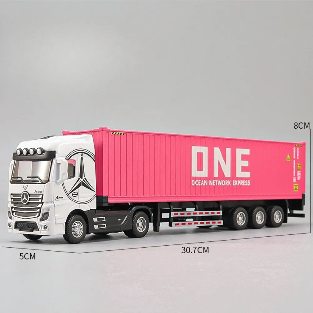 1:50 American Transport Vehicle Scania Container Truck Alloy Model Diecast Toy Doors Opened with Sound Light Cars Kid Toys Gifts