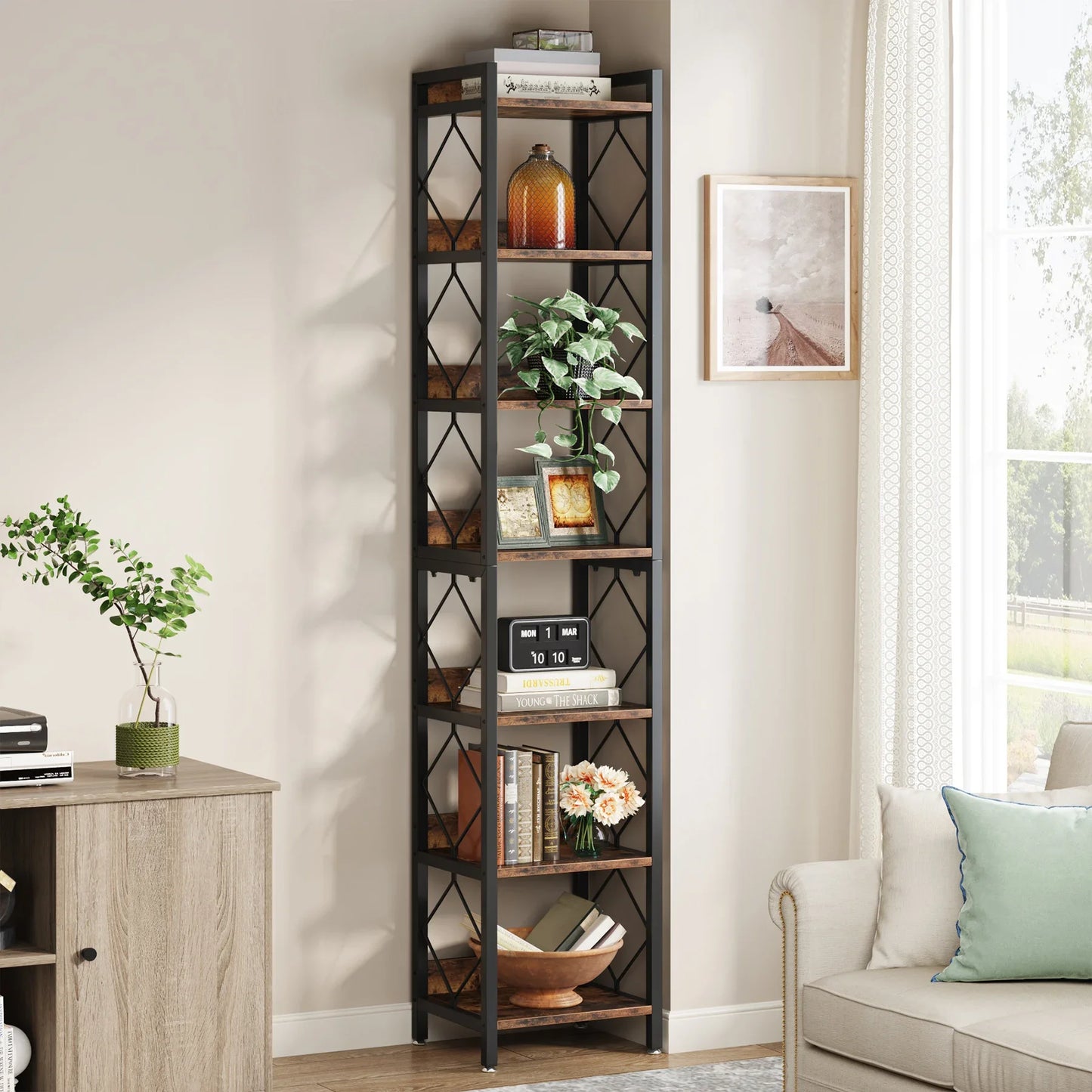 Tribesigns 78.7" Extra Tall Narrow Bookshelf, 7 Tier Freestanding Home Bookcase