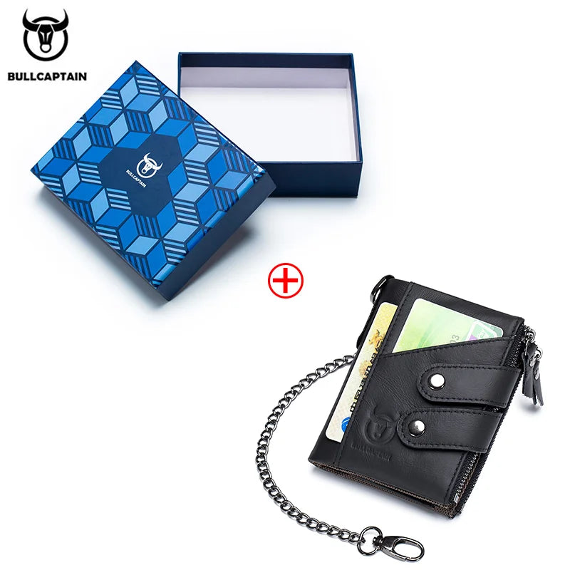 BULLCAPTAIN Men's Zipper Wallet Rfid Wallet Multifunction Storage Bag Coin Purse Wallet's Card Bags Genuine Leather Purse Male