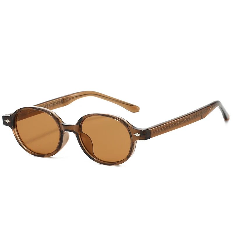 JNPCXI New Retro Small Oval Women Sunglasses TR90 Fashion Candy Color Shades UV400 Men Trending Rivets Punk Sun Glasses