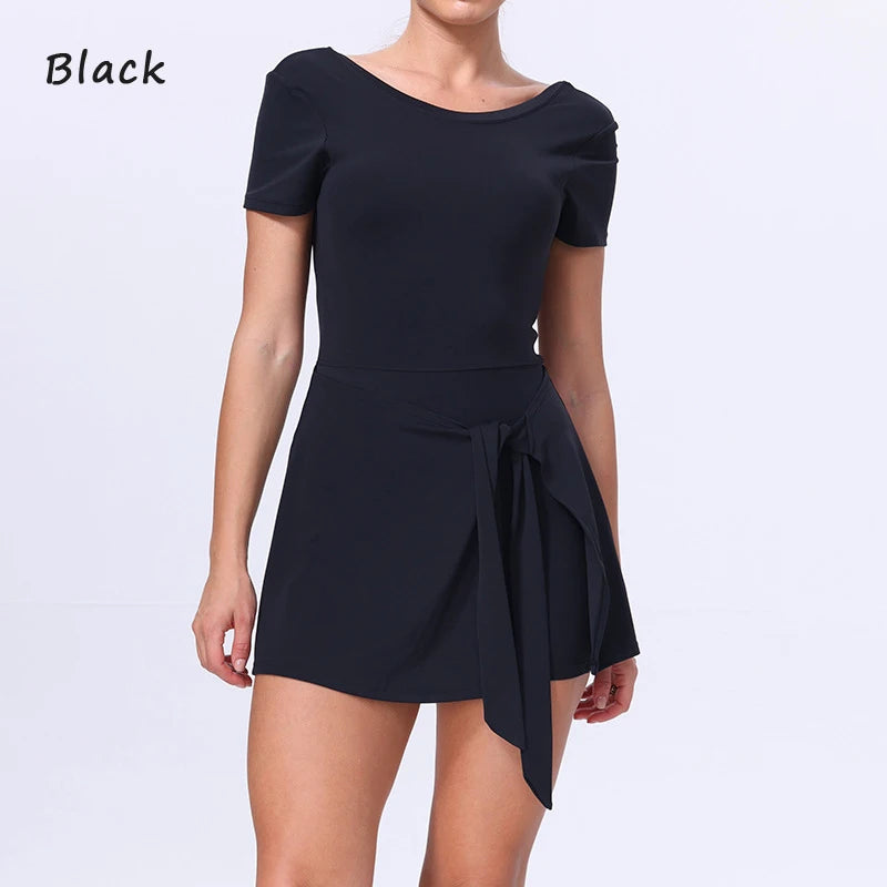 DIAS FIT JOY Sporty One-Piece Dress Prevents Walk Light Beautiful Back Design Yoga Skirt Tennis Skirt Naked Sensation