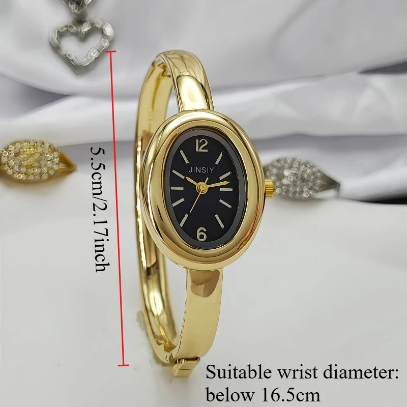 Luxury Gifts Gold Quartz Watch Famous Brand Women Bracelet Watches Fashion Oval Bathtub Shaped Wristwatches Dropshipping Clock