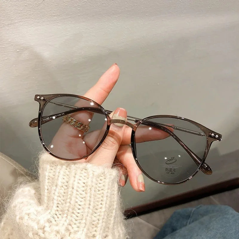 2PCS Photochromic Anti Radiation Metal Computer Glasses Anti Blue Light Eyeglasses for Women/Men