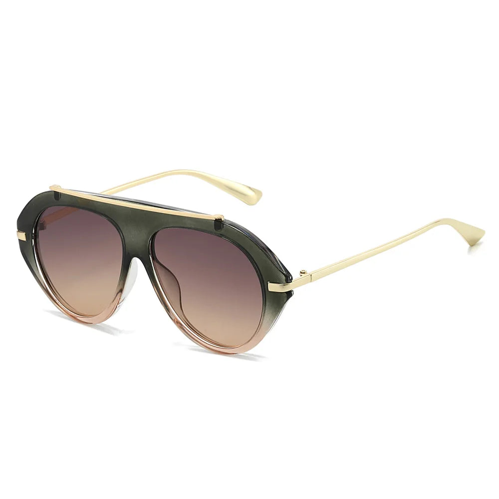 JNPCXI Ins Popular Fashion Oversized Leopard Green Pilot Sunglasses Women Shades UV400 Retro Gradient Men Sun Glasses